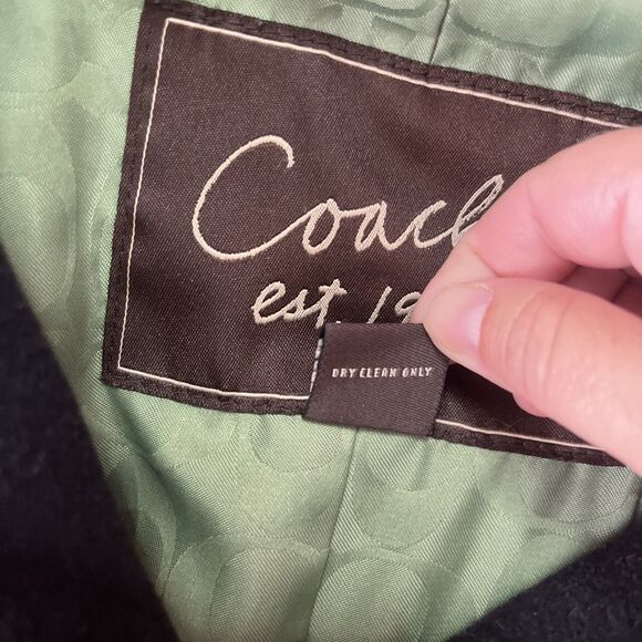 Coach Signature Peacoat Womens XS Black Wool Angora Shawl Collar Classic Gold - Picture 4 of 8